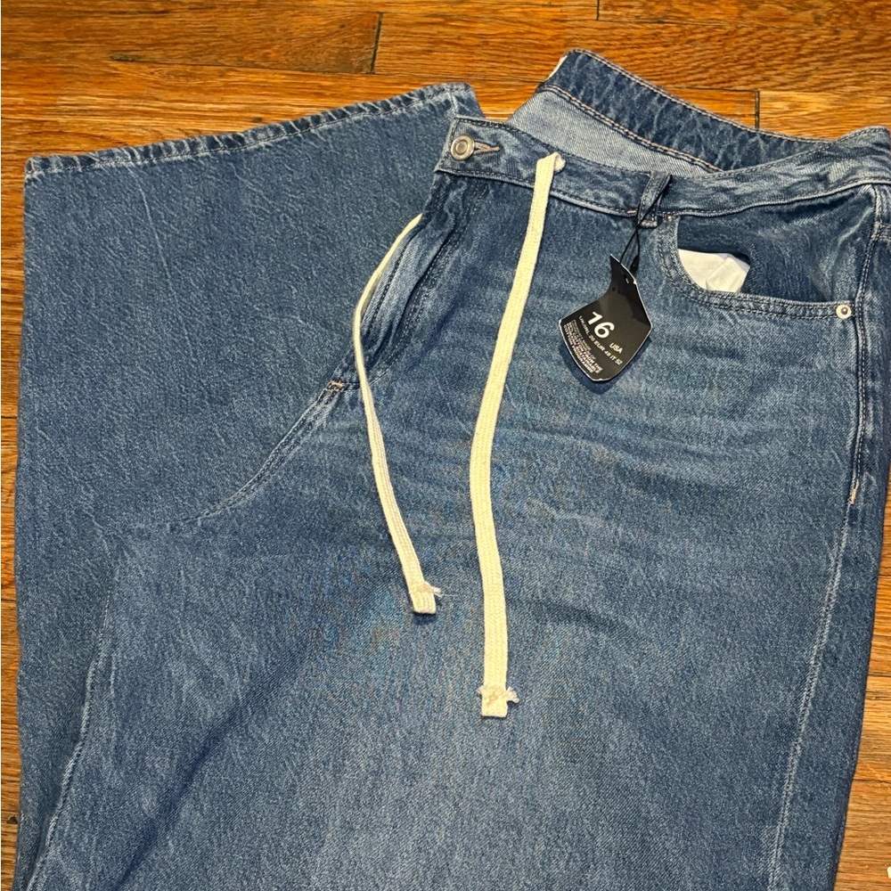 Blue Denim Jeans with Drawstring